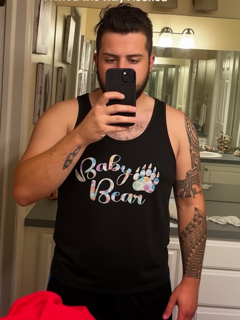 Black 'Baby Bear' Graphic Tank Top